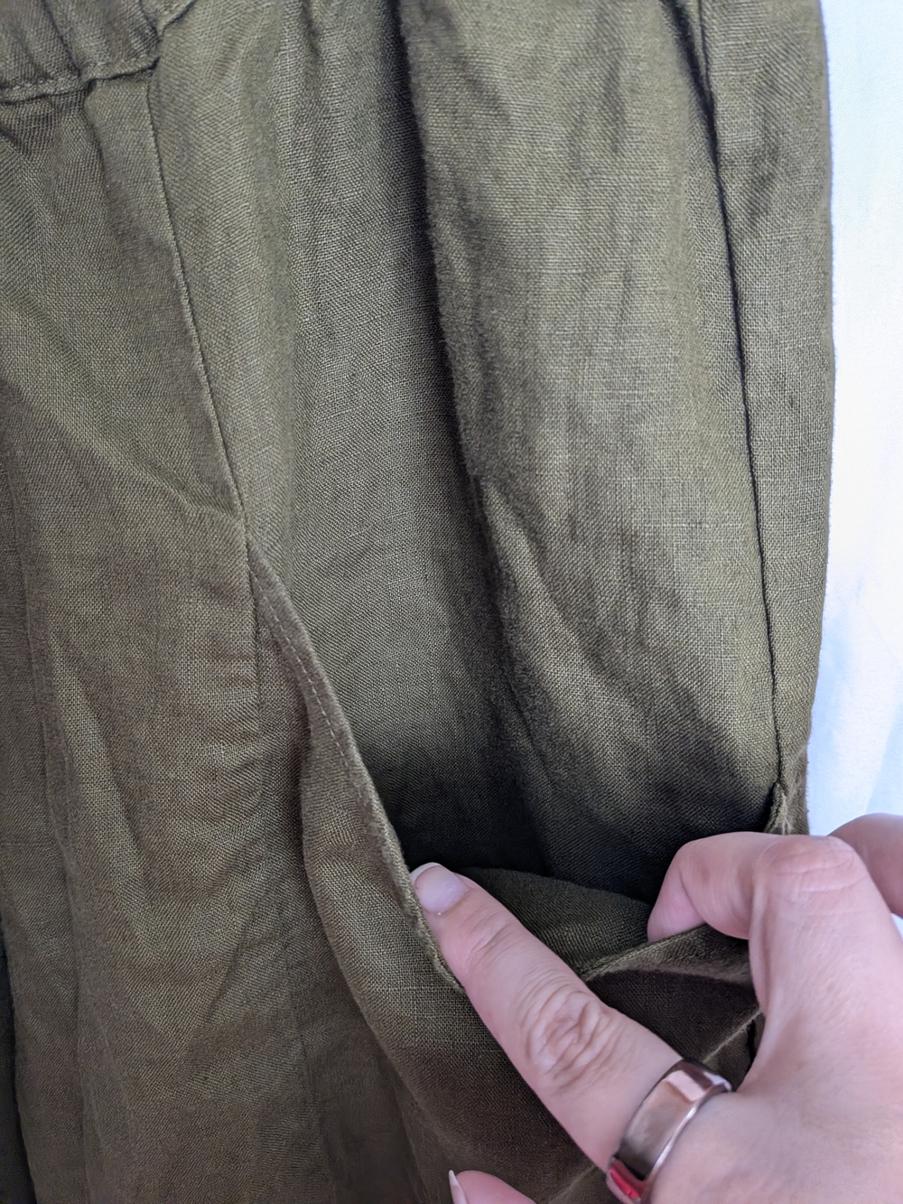 Quince Olive 100% European Linen Tapered Ankle Pants Size Medium - Picture 5 of 7